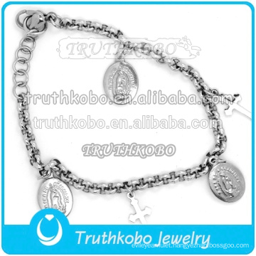 Wholesale Link Chain with St Benedict Medal Lord Bracelet Our Father of Saint Jesus Pendant Cross Bracelet with Crucifix Charm